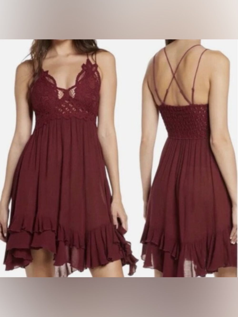 Free People Adella slip dress (wine) M